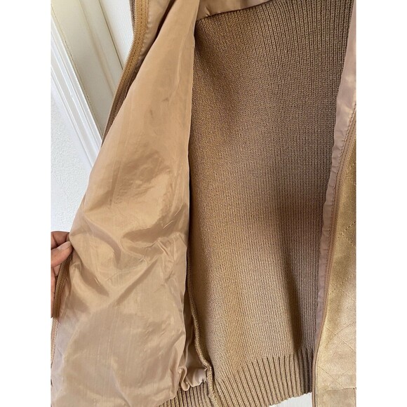 Vintage 1970's Mister Marr Leather and Knit Sweater Jacket Brown Tan Large - Picture 4 of 10